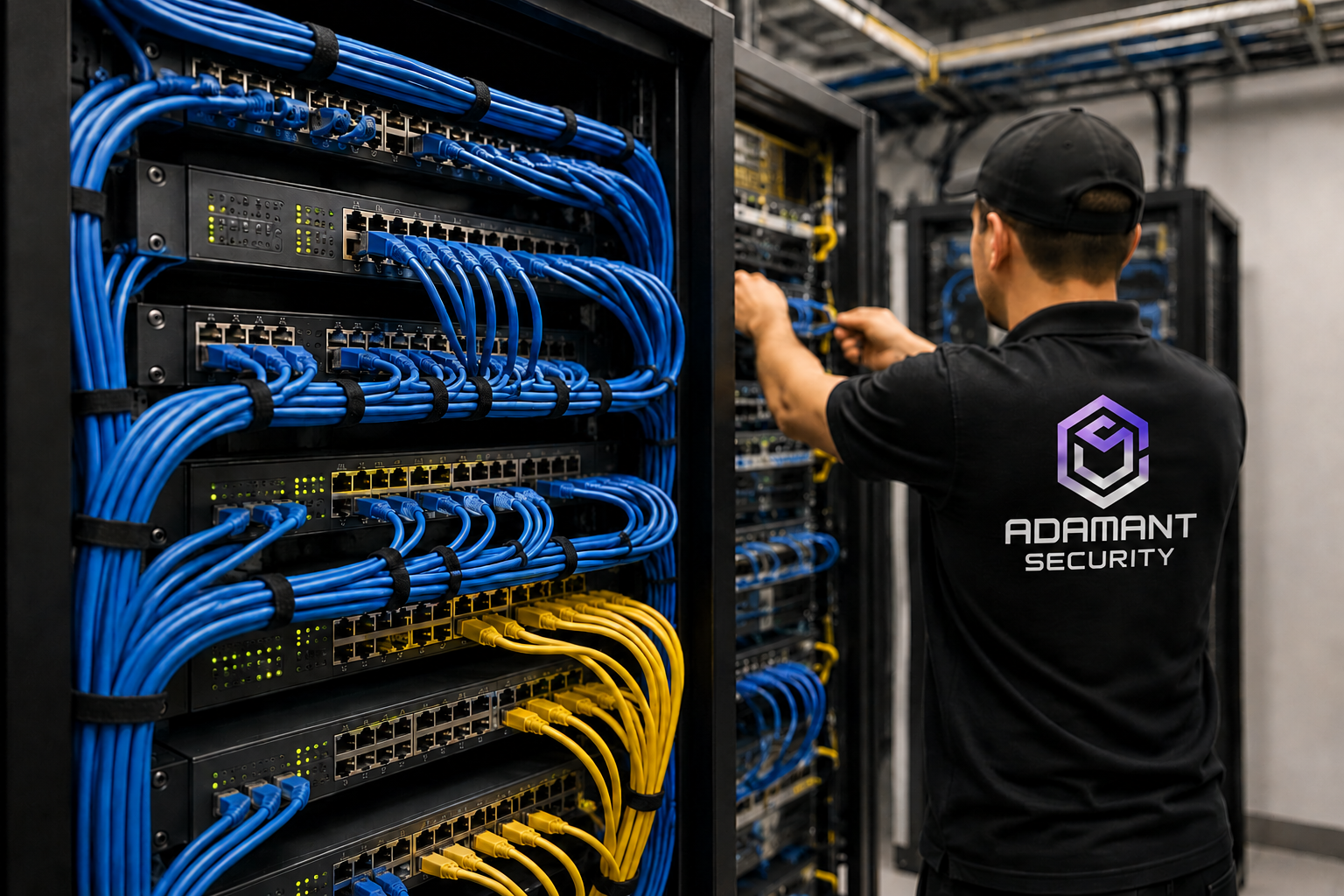Structured data cabling and network wiring installation for a commercial property